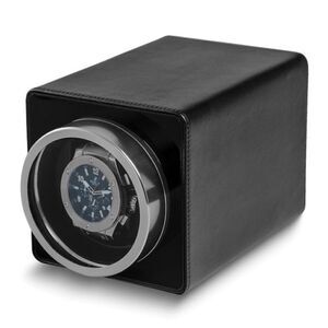 Brand new Rotations Black Faux Leather Velveteen Lined 1-Watch Winder
